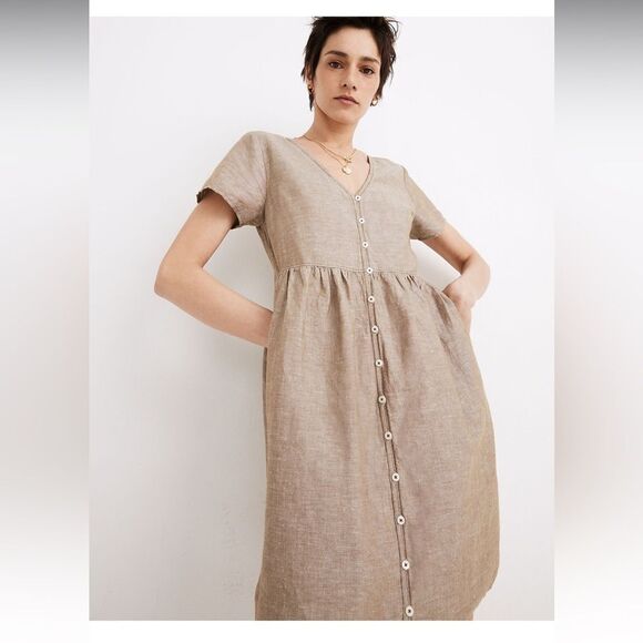 Madewell Linen-Blend Alexandra Button-Front Mini Dress - Picture 4 of 9
